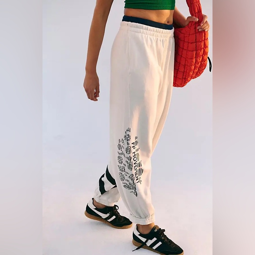 NWT FP Movement All Star Logo Pants ~Ivory/Black Combo~ - Picture 1 of 4